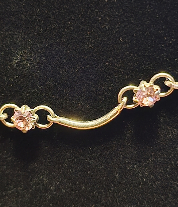 Elegant Silver and Pink Rhinestone Choker Necklace - Picture 2 of 5